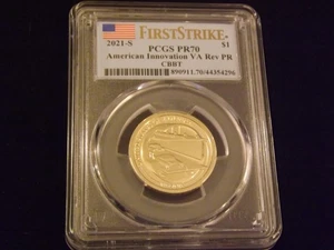 2021-S $1 American Innovation First Strike Reverse PR PCGS PR 70 - Picture 1 of 2