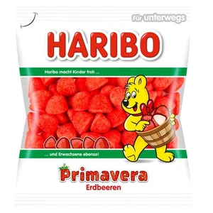 Haribo Primavera Erdbeeren gezuckerte Schaumzucker Stücke 100g - Picture 1 of 1