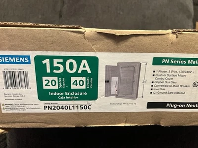 Centro de carga principal Siemens serie PN 150A 20Space 1PH 3W 120/240V PN2040L1150C Foto 1 de 4