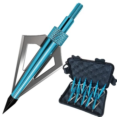 SOSOSHOOT 12PCS Hunting Broadheads 125 Grain 3 Blade Compound Recurve Bow Crossbow Box set