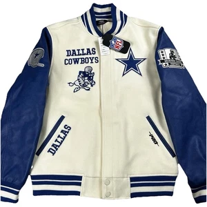 Pro Standard Dallas Cowboys Varsity Jacket Mens's Large Ivory Wool Button-Down - Picture 1 of 21