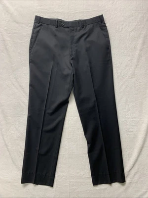 Pantalones de vestir de lana Alfani para hombre 36x31 negros bolsillos delanteros planos Foto 1 de 4