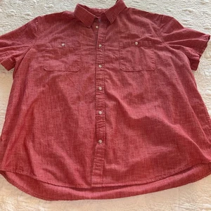 Foundry Shirt Mens 3XLT Button Up Muted Red Chambray Cotton Short Sleeve Spread - Picture 1 of 3