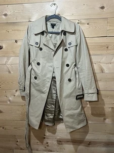 J. Crew Tan Khaki Trench Coat 0 Double Breasted Belted Cotton Lined - Picture 1 of 7