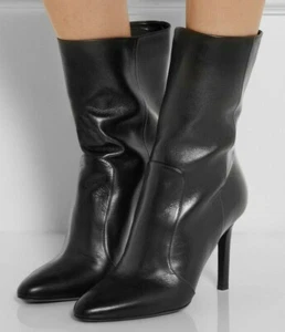 NEU Tamara Mellon REBEL Leder Stiefel halbhoher Absatz schwarz mandelförmige Zehenpartie Schuhe 40 40,5 - Bild 1 von 14