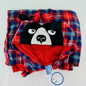 Max & Olivia Kids Unisex Plaid Hooded Christmas Bear Hood Zip Pajama PJ Size L - Picture 1 of 12