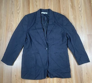 Larry Levine Blazer Womens 14 100% Linen Blue Sport Coat Jacket Lined Business - Picture 1 of 17