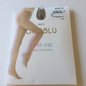 OROBLU SUPER LEGS REPOS 70 MEDIUM COMPRESSION TIGHTS NUDE LARGE NWT - Picture 1 of 8