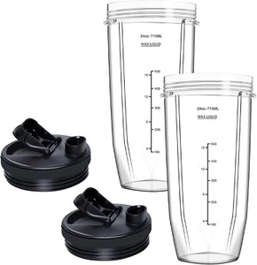 Replacement 24oz Blender Cups+Sip and Seal Lid For Nutri Ninja Auto iQ BN401BN75 - Picture 1 of 28