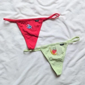 Bundle of 2 pairs Pink Victoria's Secret Cotton String Thong Panties V-string M - Picture 1 of 5