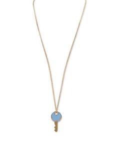 Marc by Marc Jacobs 302227 Gold Tone Blue Key Pendant Necklace 30"