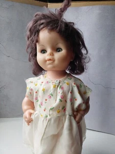 1971 Jolly Toysing Doll Brunette Brown Hair 17.5" Wake Eyes Green Taiwan - Picture 1 of 9