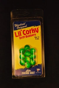 Warden's Lil Korky Drift Bobbers Größe 12 8 mm Yakima Köder 10 Stück Limette Chartreuse - Bild 1 von 1