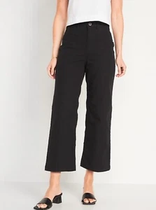 Old Navy Women's High-Waisted Cropped Wide-Leg Pants Black Size 14 Tall - Picture 1 of 2