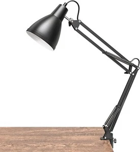 Industrial Schwarz Swing Arm Schreibtischlampe mit Metallklemme Leselicht - Bild 1 von 7