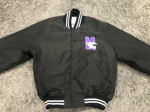 Vintage Northwestern Wildcats Starter Jacket Small Black NCAA Cover
