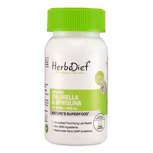 Blue Green Algae Complex Capsules DETOX DOUBLE Spirulina + Chlorella Superfood - Picture 1 of 4