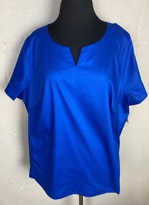 Amazon Essentials Women's Classic Fit Split Neck Crew Scrub Top 2XL Royal Blue - Image 1 of 4