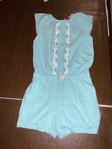 Gymboree Girls Romper Size 5/5T, Teal Blue With Embroidered White & Silver - Picture 1 of 3