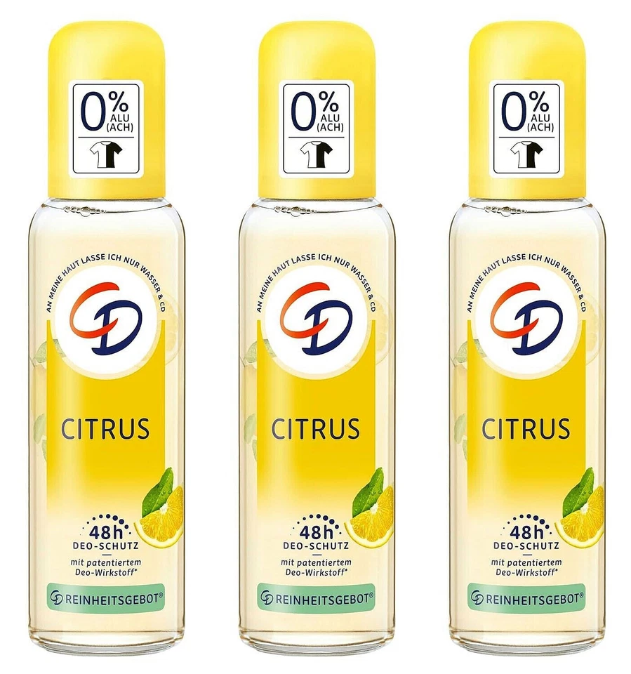 ✅ CD CITRUS Bio-Zitrone DEO Deodorant Zerstäuber 48 Stunden Deo Schutz 3x 75ml ✅ - Bild 1 von 1