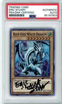 PSA Signed Eric Stuart Yu-Gi-Oh! Blue-Eyes White Dragon  LDS2-EN001 1st Edition - Image 1 of 2