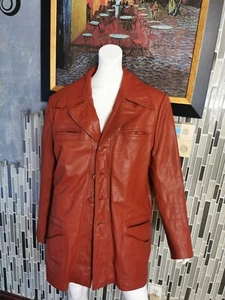 Vintage 70er New York 54 West Street abnehmbares Futter Herren Größe 42T braunes Leder - Bild 1 von 12