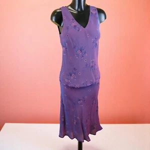 VINTAGE Y2K TWO TONE SKIRT VEST BIAS CUT FLORAL SIZE 12 00S FLORAL ORIENTAL - Picture 1 of 19