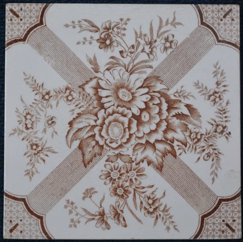 ANTIQUE ENGLAND - TRANSFER VICTORIAN MAJOLICA TILE C1900 Cover