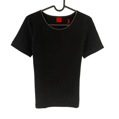 HUGO BOSS Camiseta De Cuello Redondo De Manga Corta Negra Para Mujer Talla S - Imagen 1 de 4