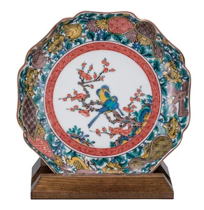 Kutani ware Decorative plate w/stand Traditional style of kutani Old kutani - Picture 1 of 3