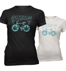 Damen T-Shirt Lady Fit Amsterdam Hanf Tour Ganja Trip AD18420 - Picture 1 of 3