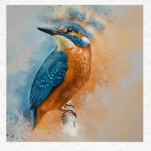 Paneles artesanales de tela pájaro-rey pescador adulto 100 % algodón o poliéster - Imagen 1 de 1