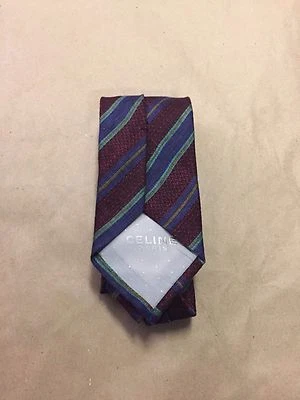 Celine Paris Dark Red Purple and Teal Stripes  -  FREE SHIPPING! - Image 1 of 2