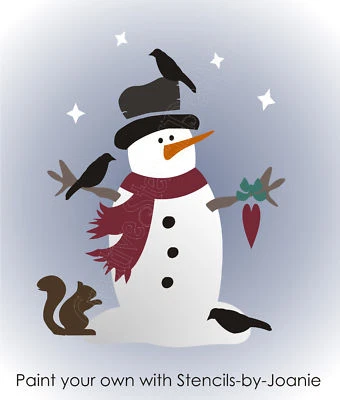 Holiday 2 pc Stencil 3.5" tall Frosty Snowman Crows Christmas DIY Art Signs - Image 1 of 4