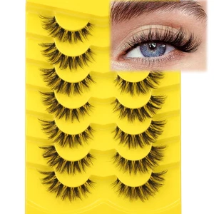 Lashes Natural Look False Eyelashes Clear Band Wispy Faux Mink Eyelashes Short N - Picture 1 of 12