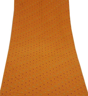 Sushila Vintage Mostaza Sari Remanente Chatarra Puro Crepe Bordado Tela Artesanal Foto 1 de 4