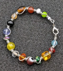 Colorful Mixed Stylish Statement Beaded Wire Wrapped (14cm) Kids Wrist - Picture 1 of 10