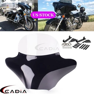 Universal Motorcycle Front Fairing Batwing Windshield &Brackets For Harley Honda - Picture 1 of 8