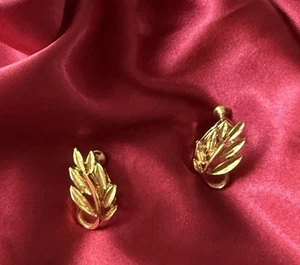 Pendientes Napier Vintage Clips Tono Dorado Hoja Hojas Tornillo Bisagras - Imagen 1 de 12