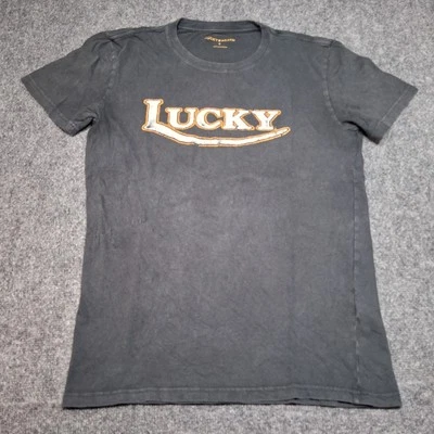 Lucky Brand VTG Mens Gray Charcol Short Sleeve Graphic T-Shirt Size Small Logo - Image 1 of 4