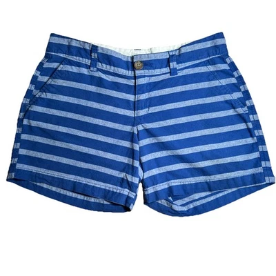 Pantalones cortos chinos informales a rayas 100 % algodón azul marino antiguo para mujer | Talla: 0 Foto 1 de 4