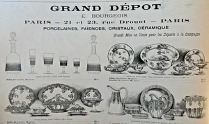 PUBLICITÉ 1902 GRAND DÉPOT CRISTAL MASSÉNA PORCELAINE VATEL FAÏENCE MINTON BRUGE - Imagen 1 de 1