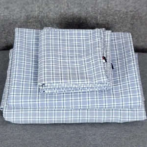 Tommy Hilfiger 4 Pc Sheet Set Blue Full Flat Fitted 2 Cases 14" Deep Pockets - Picture 1 of 9