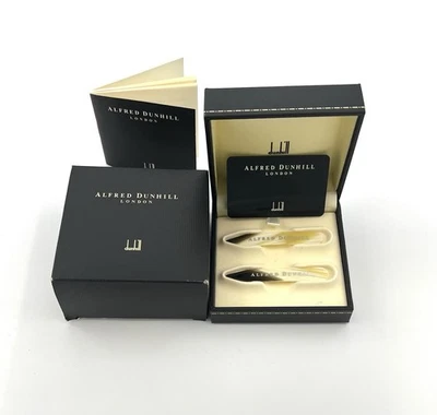 Dunhill genuine bone vintage shirt collar stays NEW old stock in box - Imagen 1 de 4