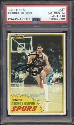 Autógrafo Topps 1981 George Gervin #37 firmado PSA auténtico PSA/DNA automático 10 patio Foto 1 de 2