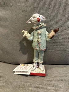 RARE Folk Art Debbee Thibault Sheep Clown with Rabbit Hand Puppets LE 222/500 - Picture 1 of 16