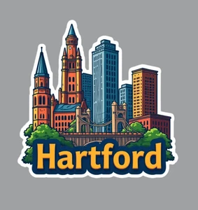 Hartford Connecticut Fridge Magnet or Laptop Sticker - Picture 1 of 18