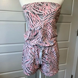 New York & Co Mameluco Sin Tirantes Rosa Gris Estampado Cebra Cordón Cintura Informal XS - Imagen 1 de 6