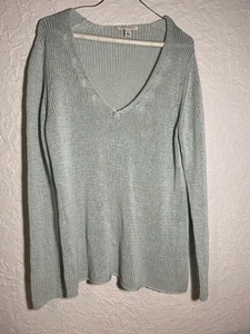 Vintage Banana Republic Pullover Damen XL Power Blau V-Ausschnitt Seide Strick Tunika - Bild 1 von 9