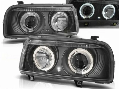 Faro proiettore per vw vento 01.1992-08.1998 angel eyes nero - Immagine 1 di 3